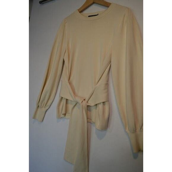 Lauren Ralph Lauren Sweater Womens Medium Ivory Belt Tie Balloon Sleeve Knit - Picture 5 of 11